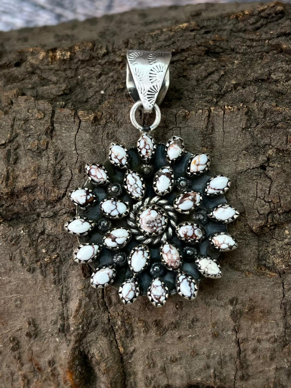 Handmade Sterling Silver Wildhorse Magnesite Pendant "Signed Nizhoni"