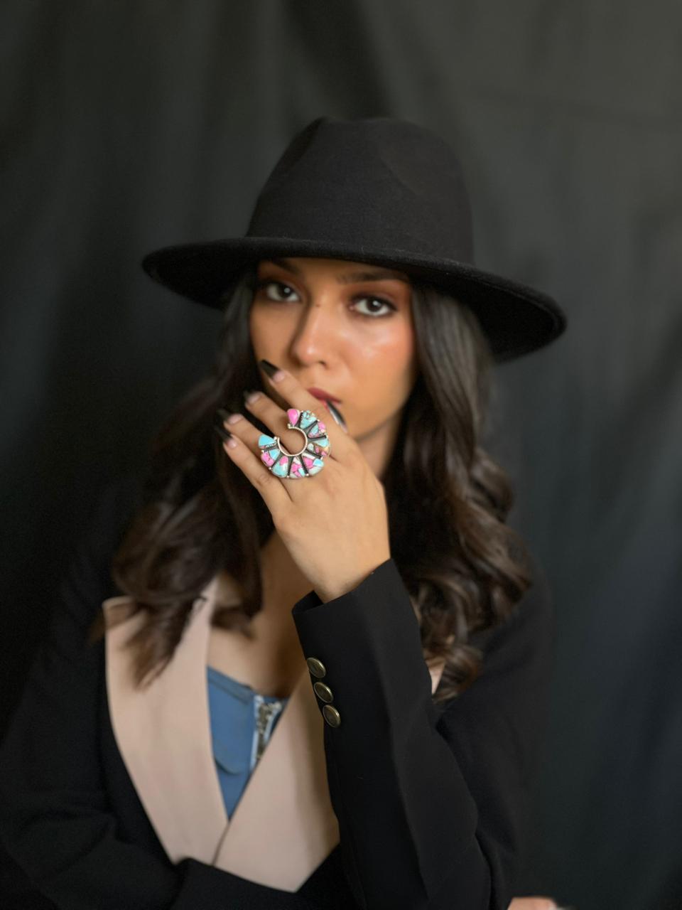 Handmade Sterling Silver Cotton Candy Naja Adjustable Ring "Signed Nizhoni"