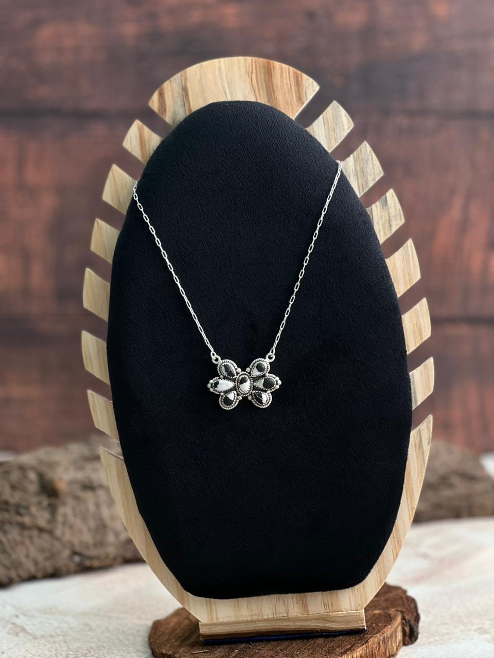 Handmade Sterling Silver White Buffalo Necklace "Signed Nizhoni"