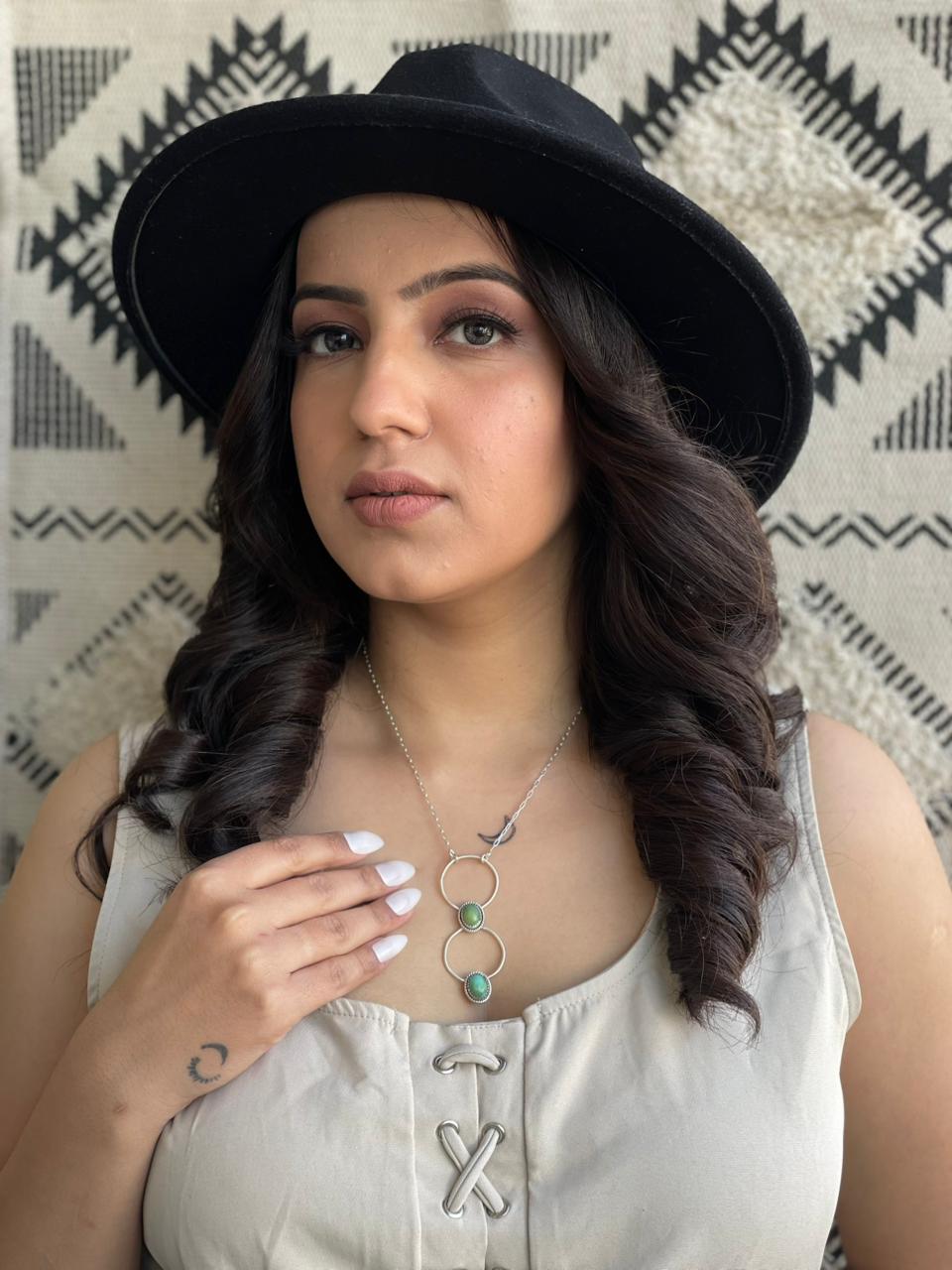 Handmade Sterling Silver Kingman Turquoise Necklace "Signed Nizhoni"