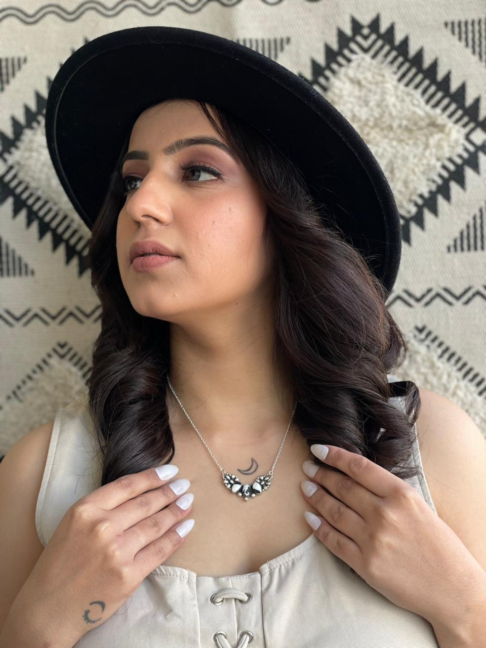 Handmade Sterling Silver White Buffalo Necklace "Signed Nizhoni"