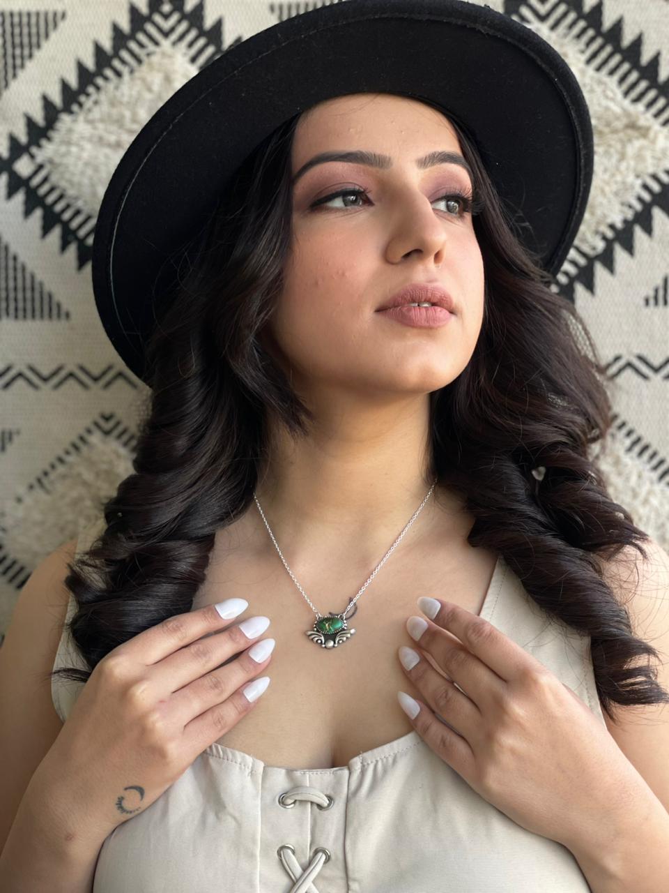 Handmade Sterling Silver Sonoran Mountain Turquoise Necklace "Signed Nizhoni"