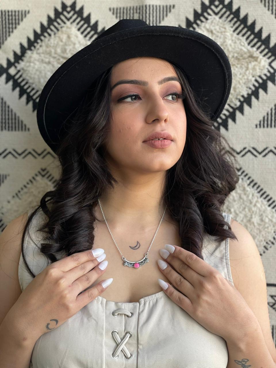 Handmade Sterling Silver Hot Pink Necklace "Signed Nizhoni"