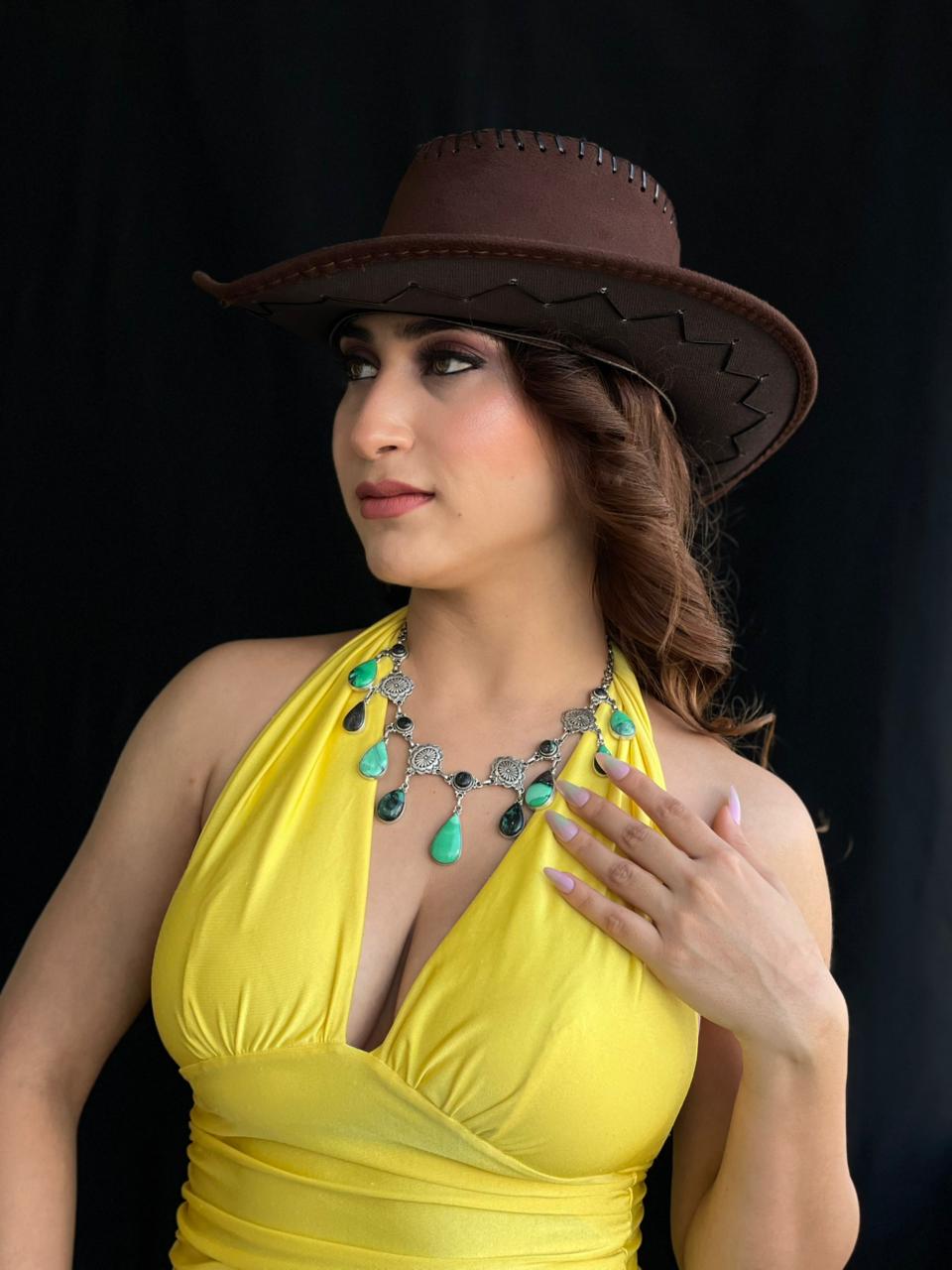 Handmade Sterling Silver Emerald Rose Necklace "Signed Nizhoni"