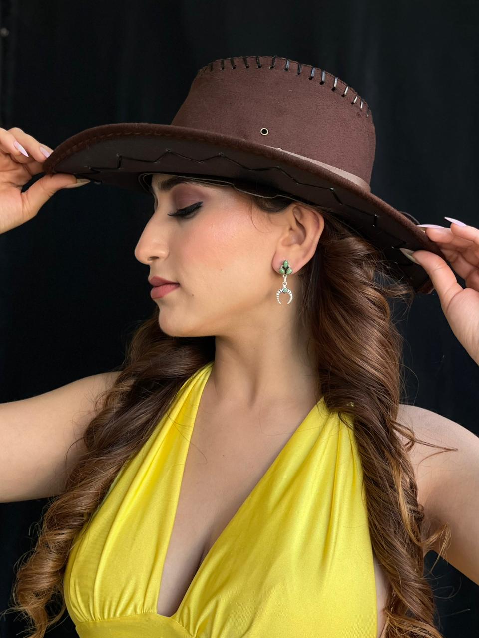 Handmade Sterling Silver Kingman Turquoise Post Dangle Earrings "Signed Nizhoni"