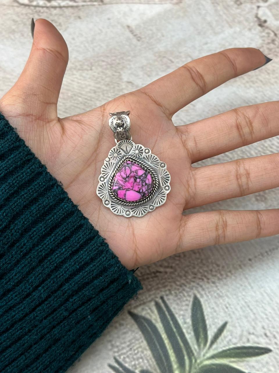 Handmade Sterling Silver Cherry Blossom Pendant "Signed Nizhoni"