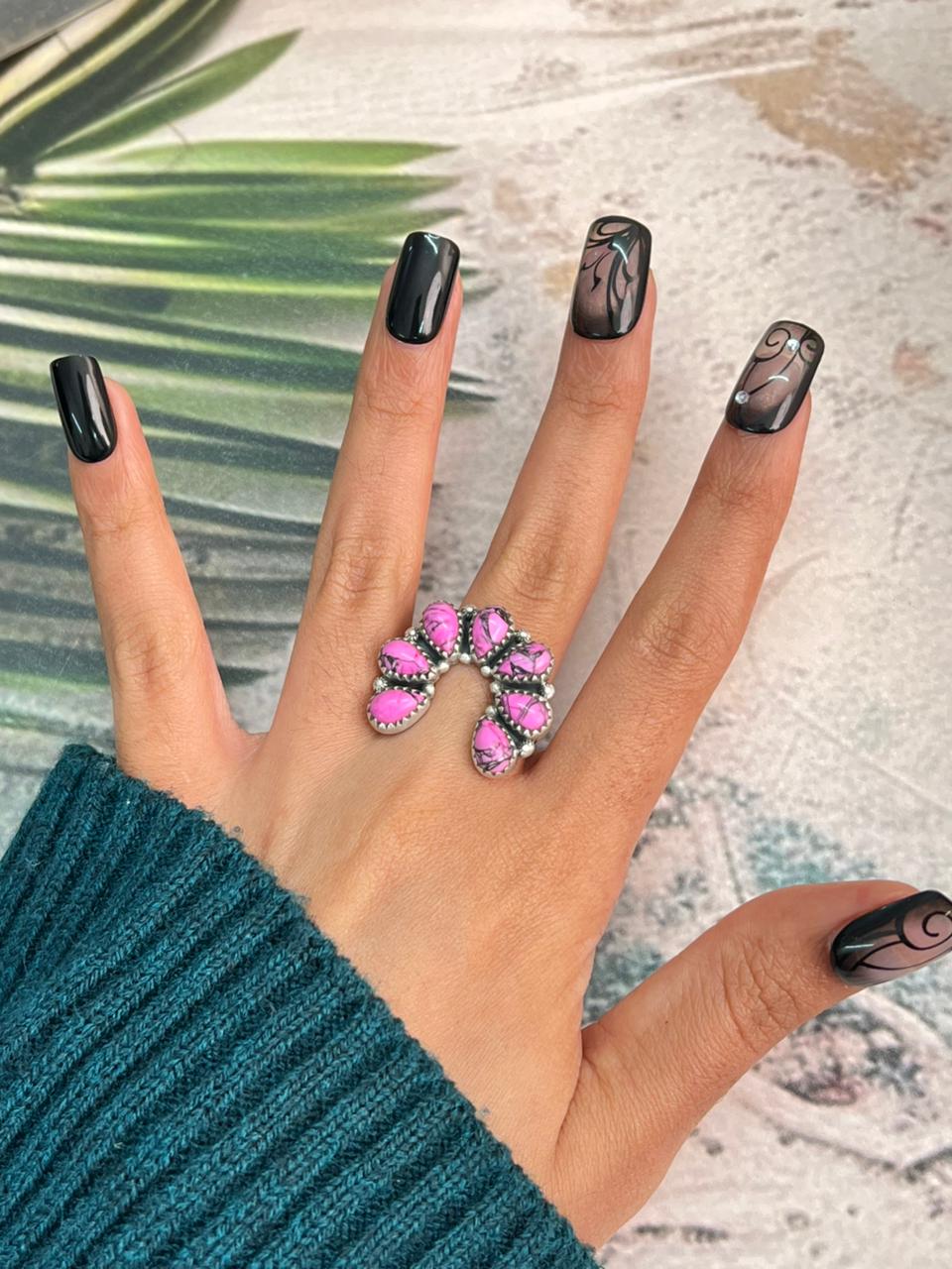 Handmade Sterling Silver Cherry Blossom Naja Adjustable Ring "Signed Nizhoni"