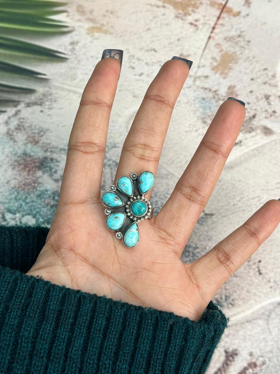 Handmade Sterling Silver White Water Adjustable Ring "Signed Nizhoni"