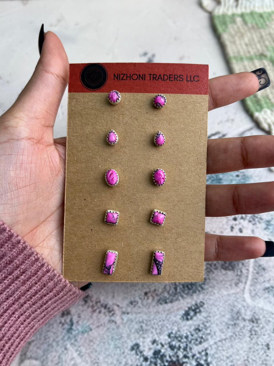 Handmade Sterling Silver Cherry Blossom Post Studs Earrings Set