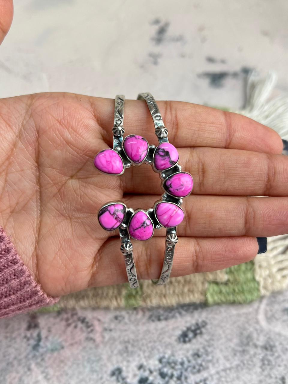 Handmade Sterling Silver Cherry Blossom Naja Cuff Bracelet "Signed Nizhoni"