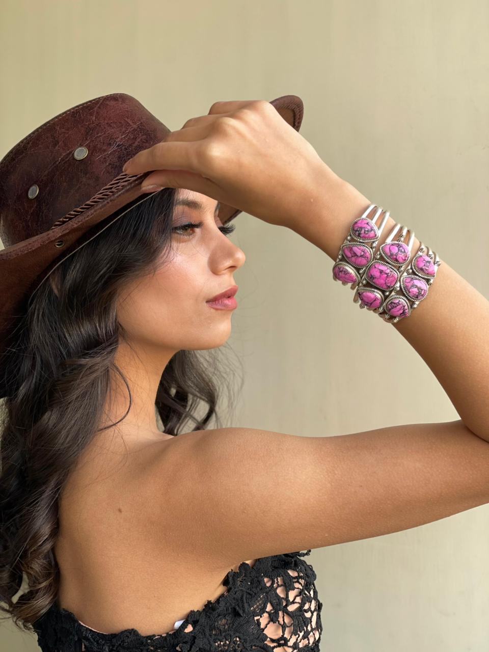 Handmade Sterling Silver Cherry Blossom Cuff Bracelet "Signed Nizhoni"