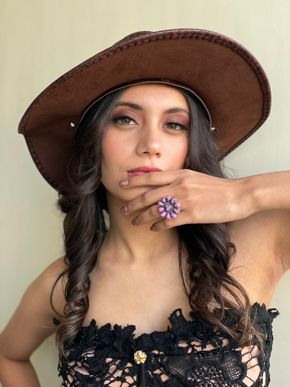 Handmade Sterling Silver Cherry Blossom Adjustable Ring "Signed Nizhoni"