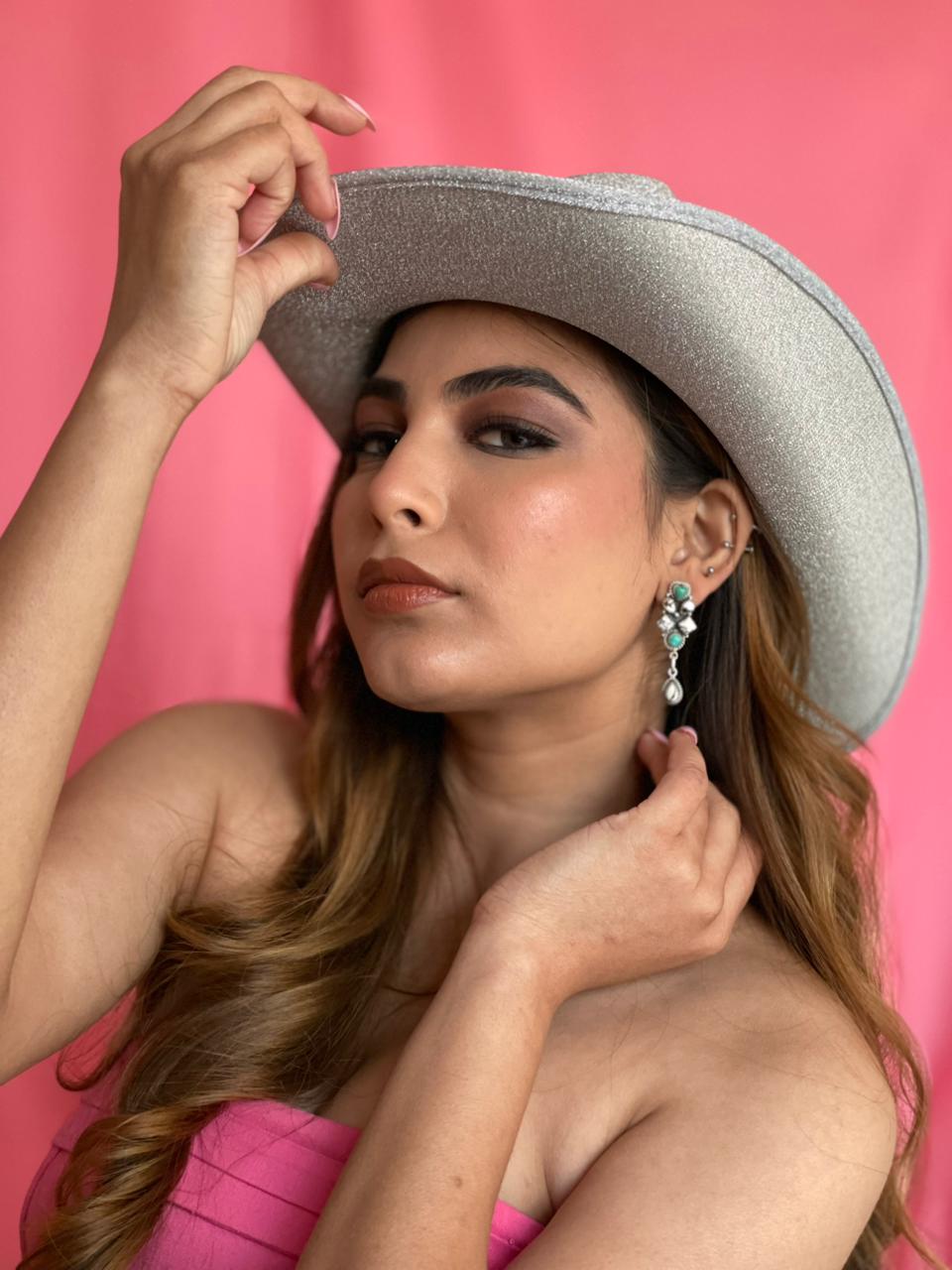 Handmade Sterling Silver Kingman with Wildhorse Post Dangle Earrings "Signed Nizhoni"