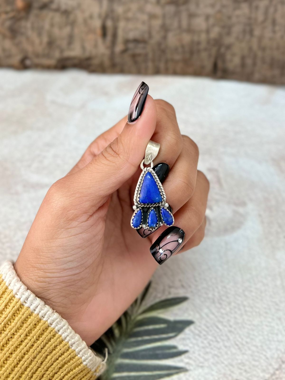 Handmade Sterling Silver Lapis Pendant "Signed Nizhoni"