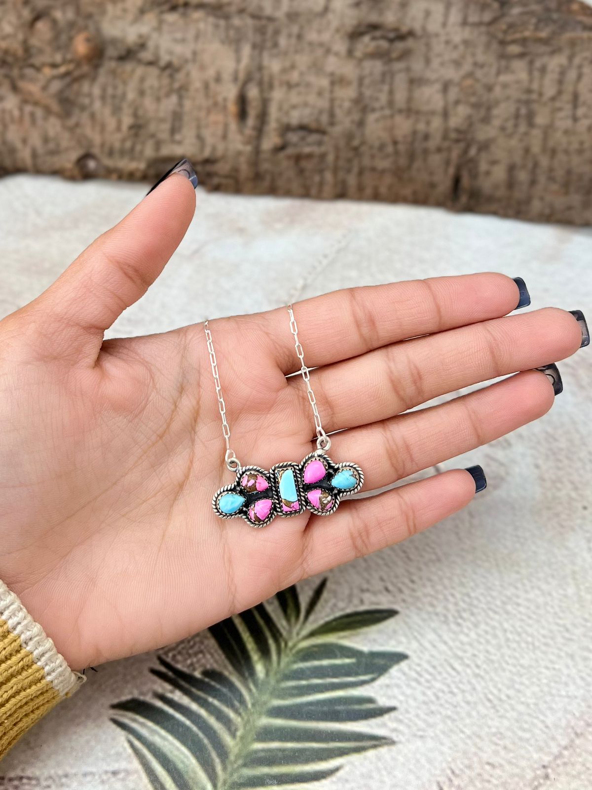 Handmade Sterling Silver Cotton Candy Necklace "Signed Nizhoni"