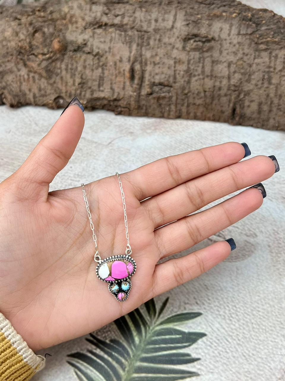 Handmade Sterling Silver Cotton Candy Necklace "Signed Nizhoni"