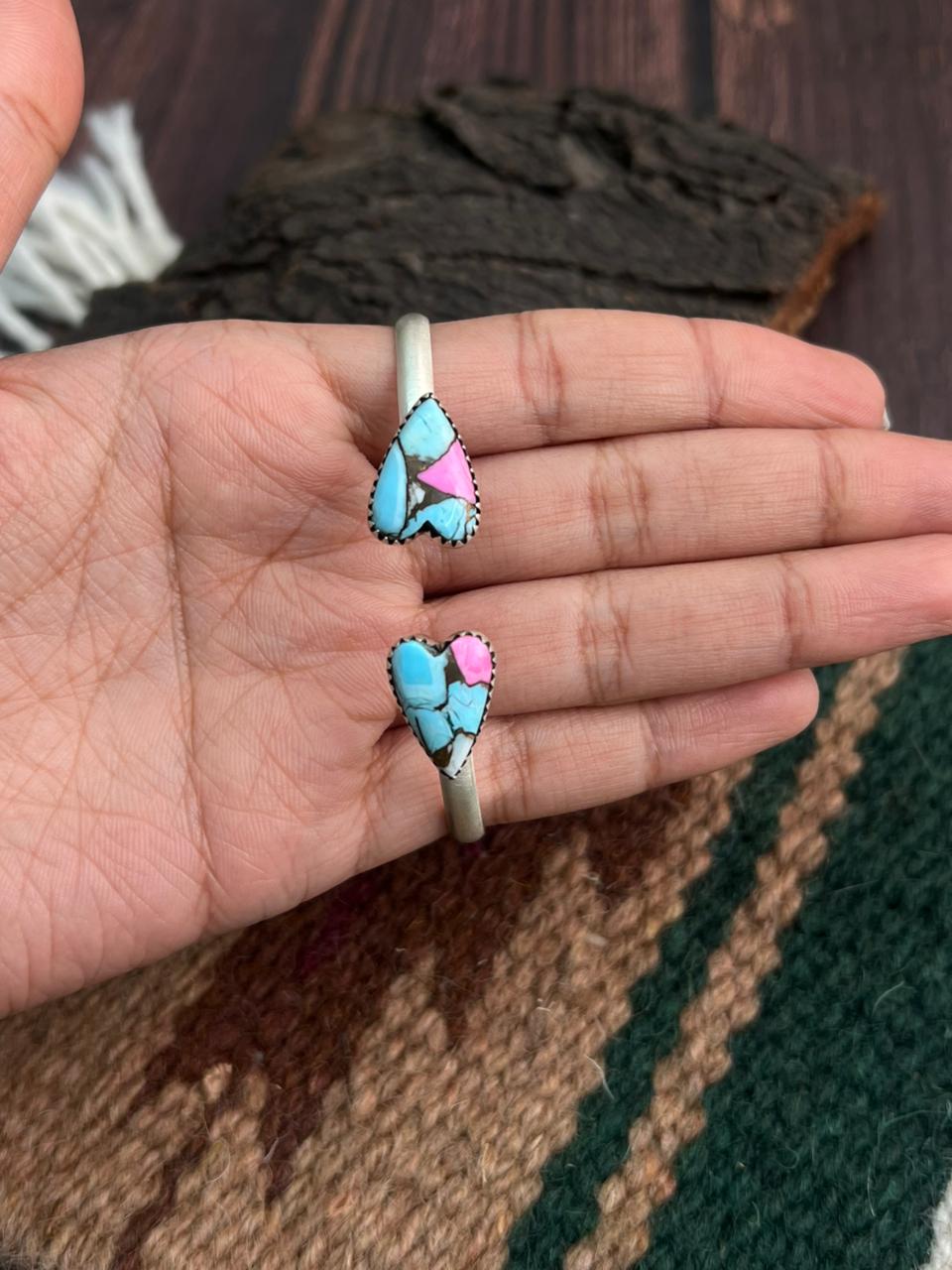 "Heart Collection" Handmade Sterling Silver Cotton Candy Bracelet "Signed Nizhoni"