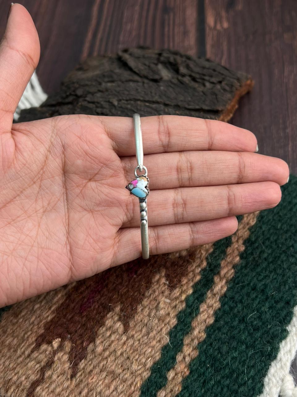 "Heart Collection" Handmade Sterling Silver Cotton Candy Bracelet "Signed Nizhoni"