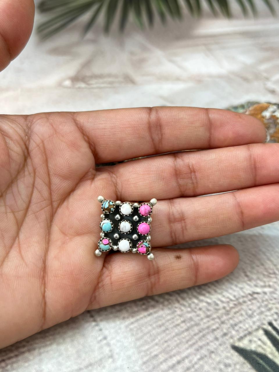 Handmade Sterling Silver Cotton Candy Adjustable Ring " Signed Nizhoni"