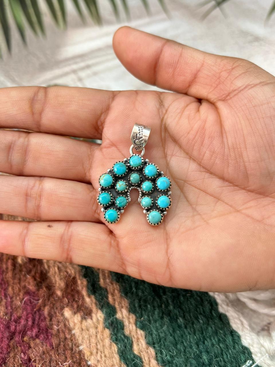 Handmade Sterling Silver Kingman Turquoise Pendant "Signed Nizhoni"