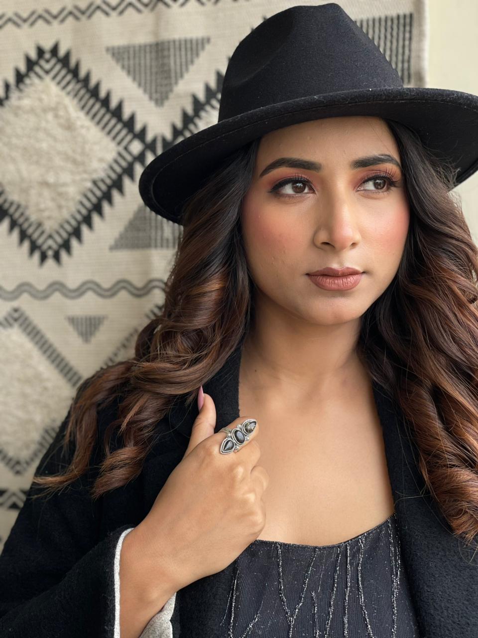 Handmade Sterling Silver Blackjack Turquoise Adjustable Ring " Signed Nizhoni"