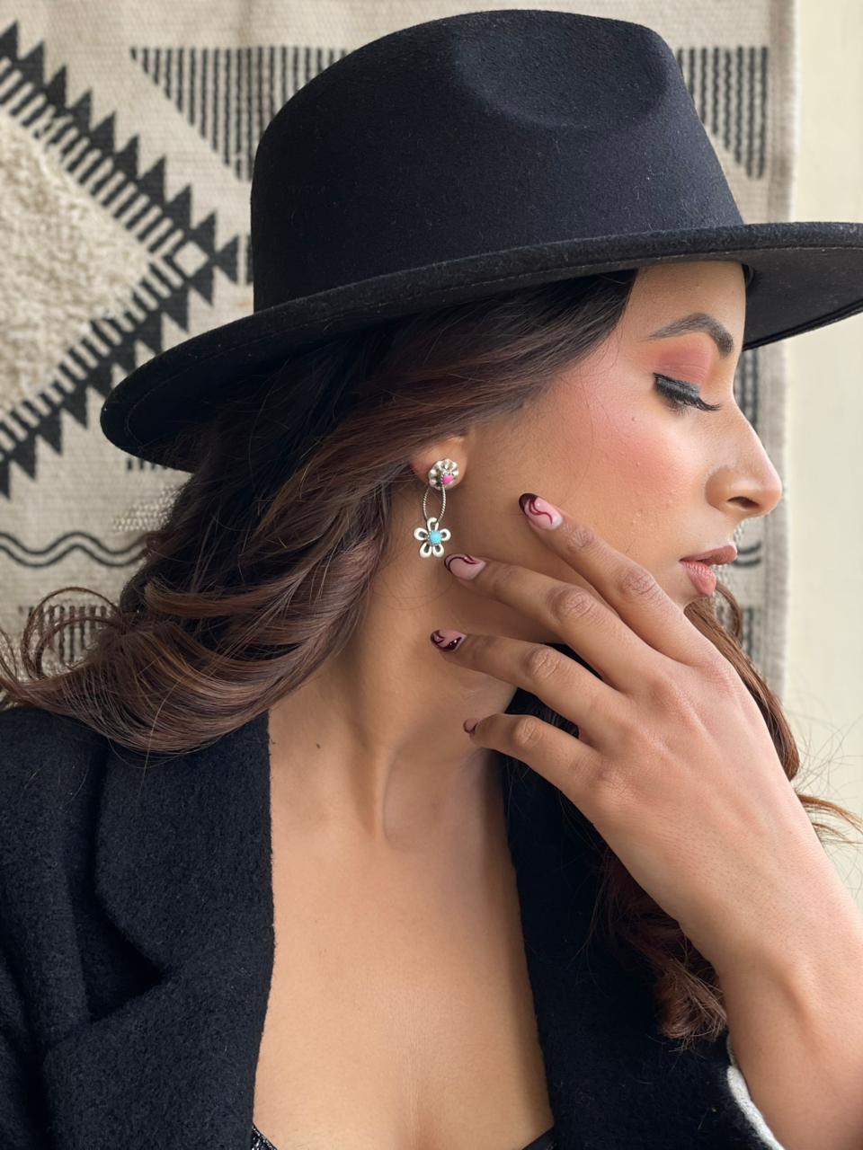 Handmade Sterling Silver Cotton Candy Post Dangle Earrings "Signed Nizhoni"