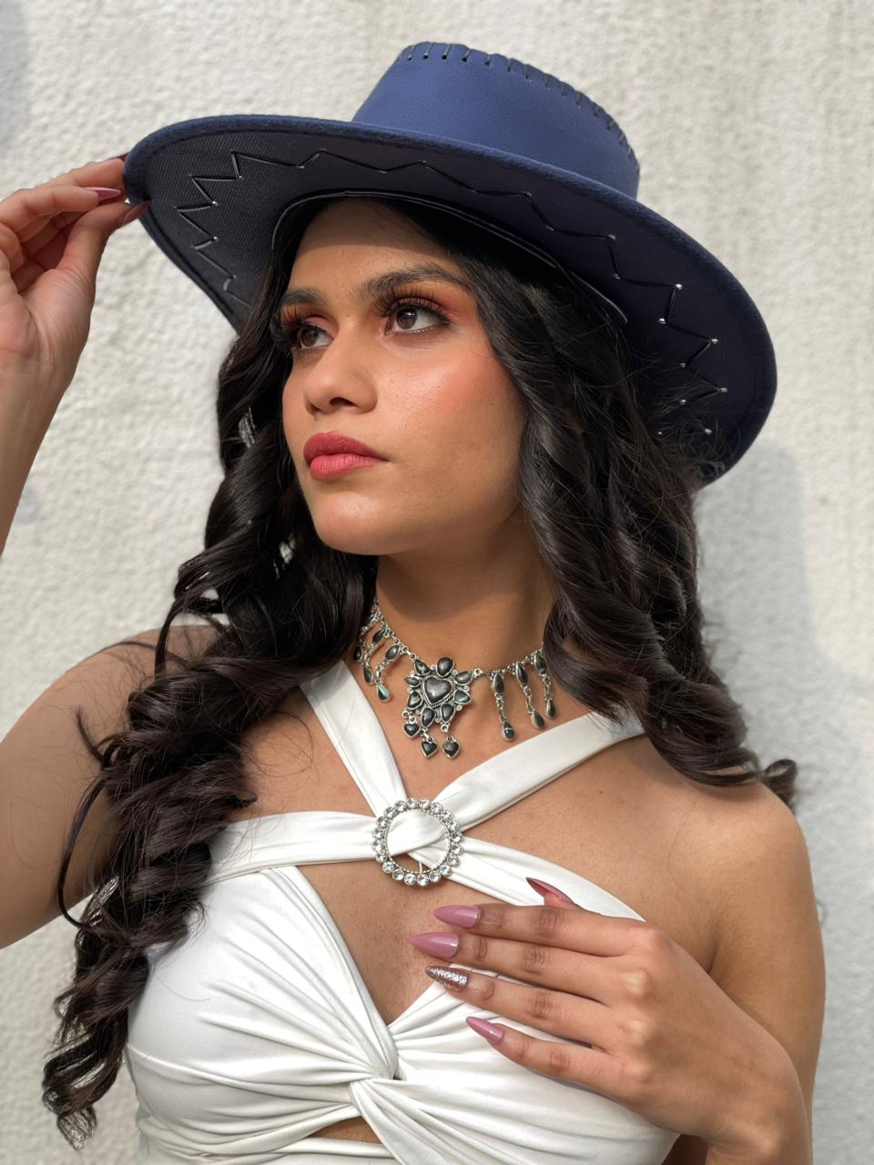 Handmade Sterling Silver Blackjack Turquoise Choker Necklace "Signed Nizhoni"