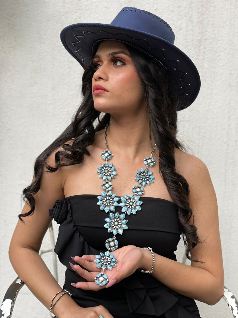 Handmade Sterling Silver Golden Hills with White Collection Necklace "Signed Nizhoni"