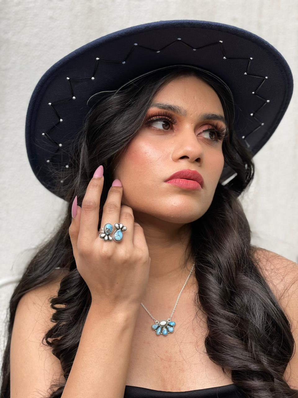 Handmade Sterling Silver Golden Hills with White Collection Adjustable Ring "Signed Nizhoni"