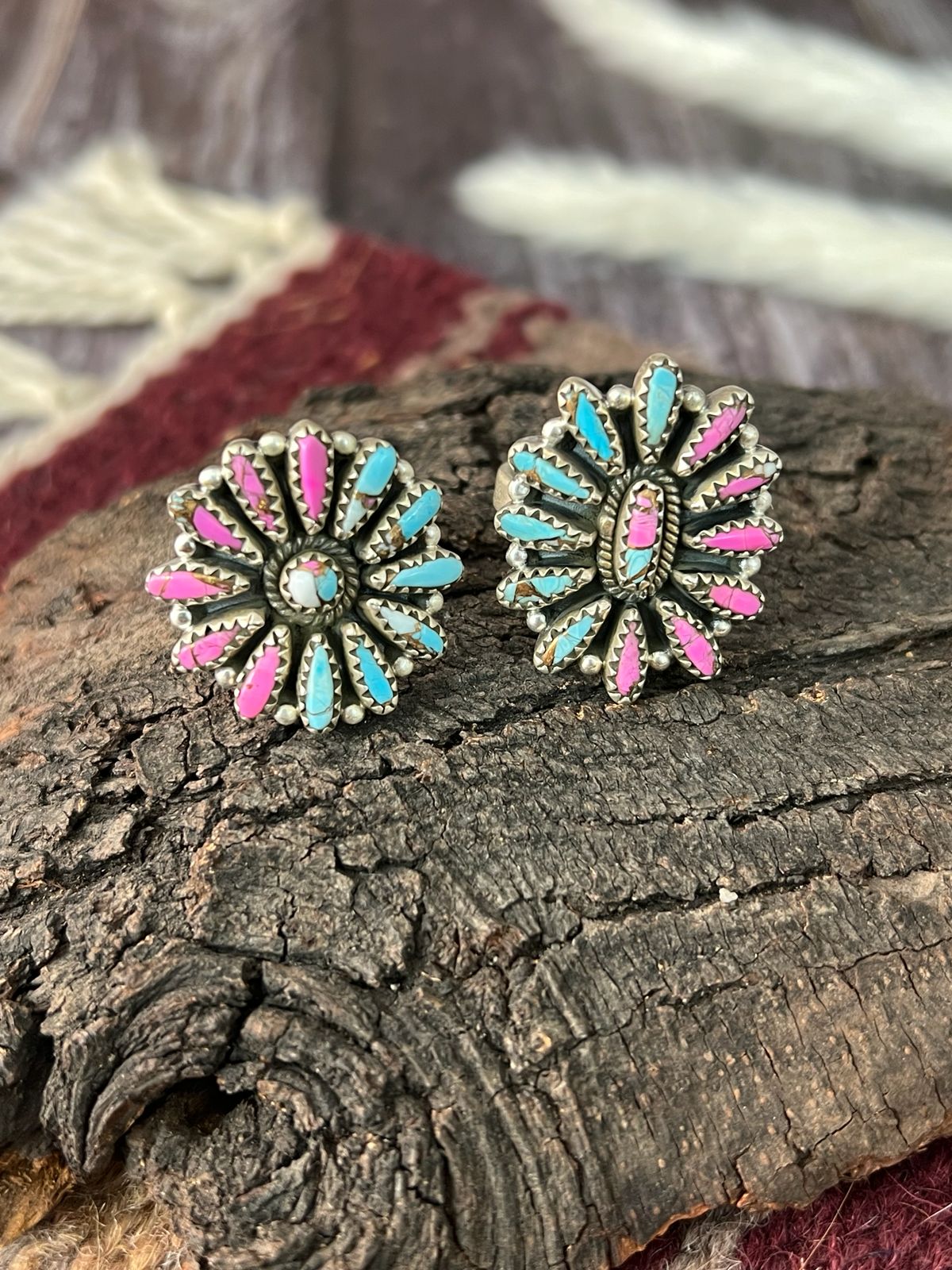 Handmade Sterling Silver Cotton Candy Adjustable Ring "Signed Nizhoni"