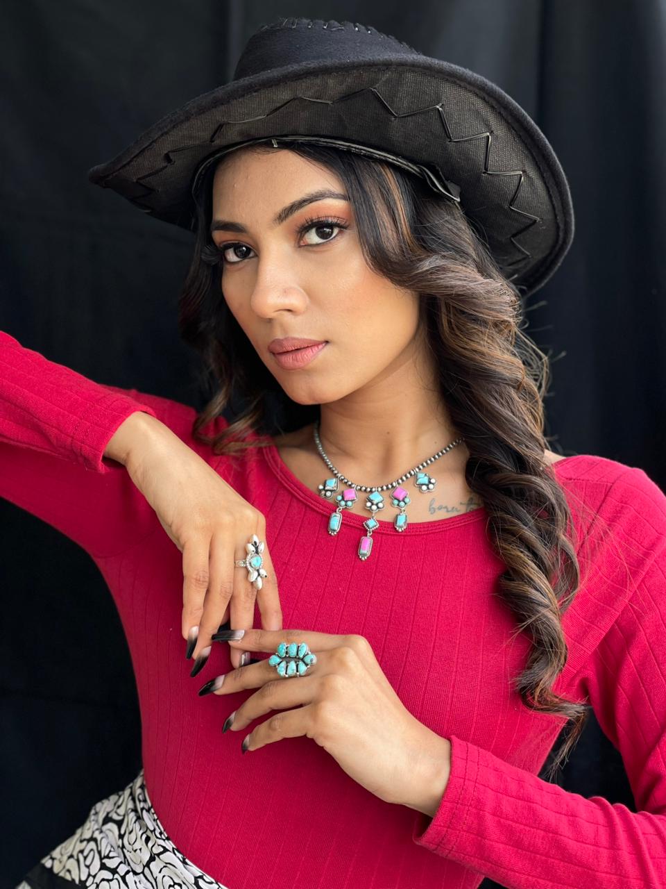 Handmade Sterling Silver Cotton Candy Beaded Necklace "Signed Nizhoni"