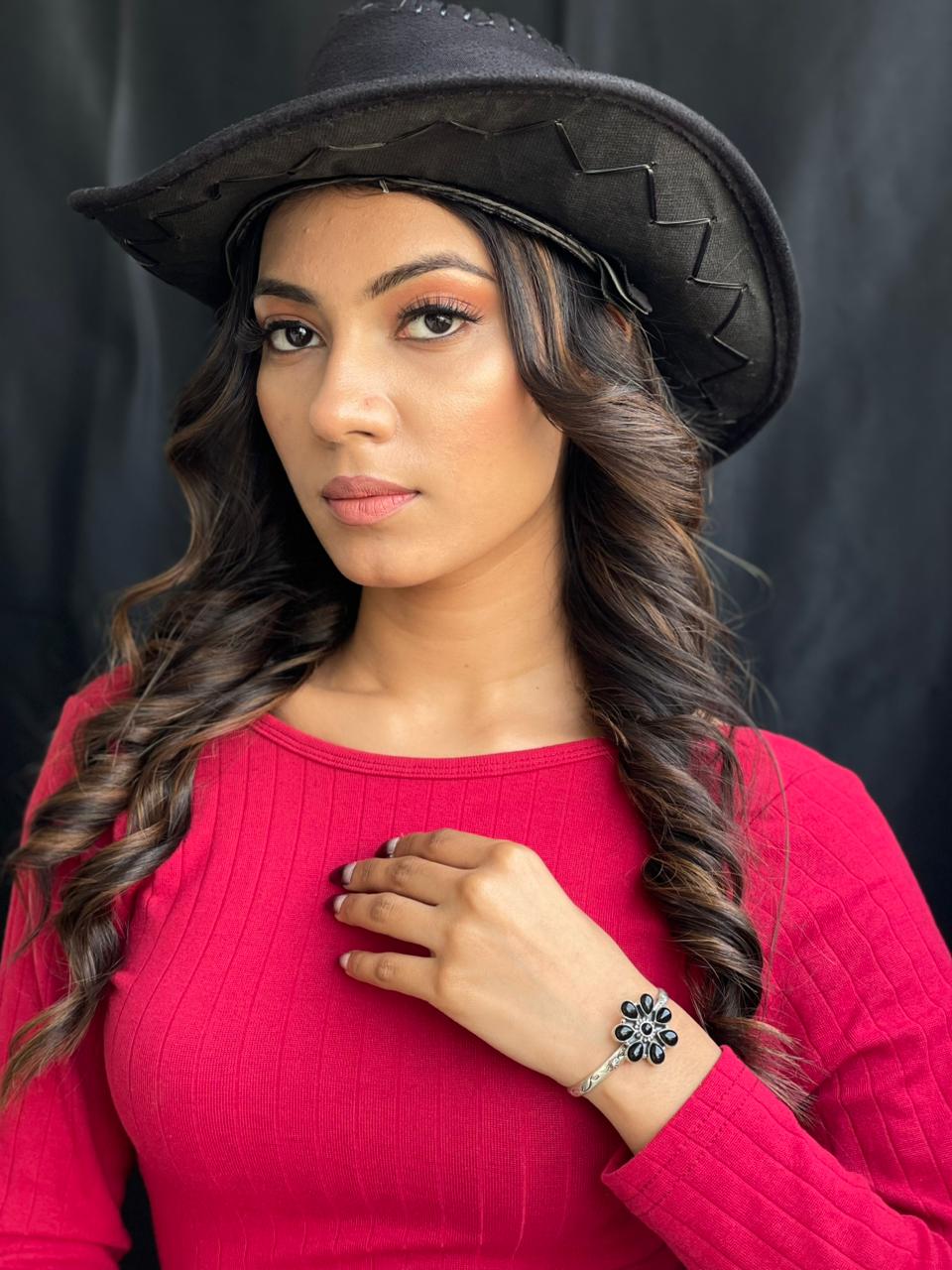 Handmade Sterling Silver Black Onyx Cuff Bracelet "Signed Nizhoni"