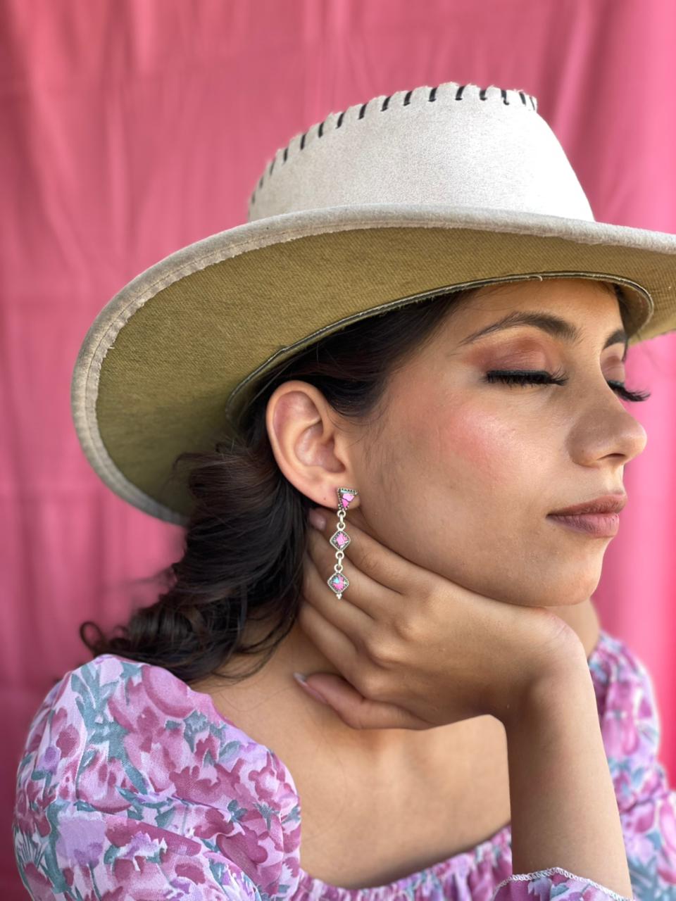 Handmade Sterling Silver Cotton Candy Post Dangle Earrings "Signed Nizhoni"