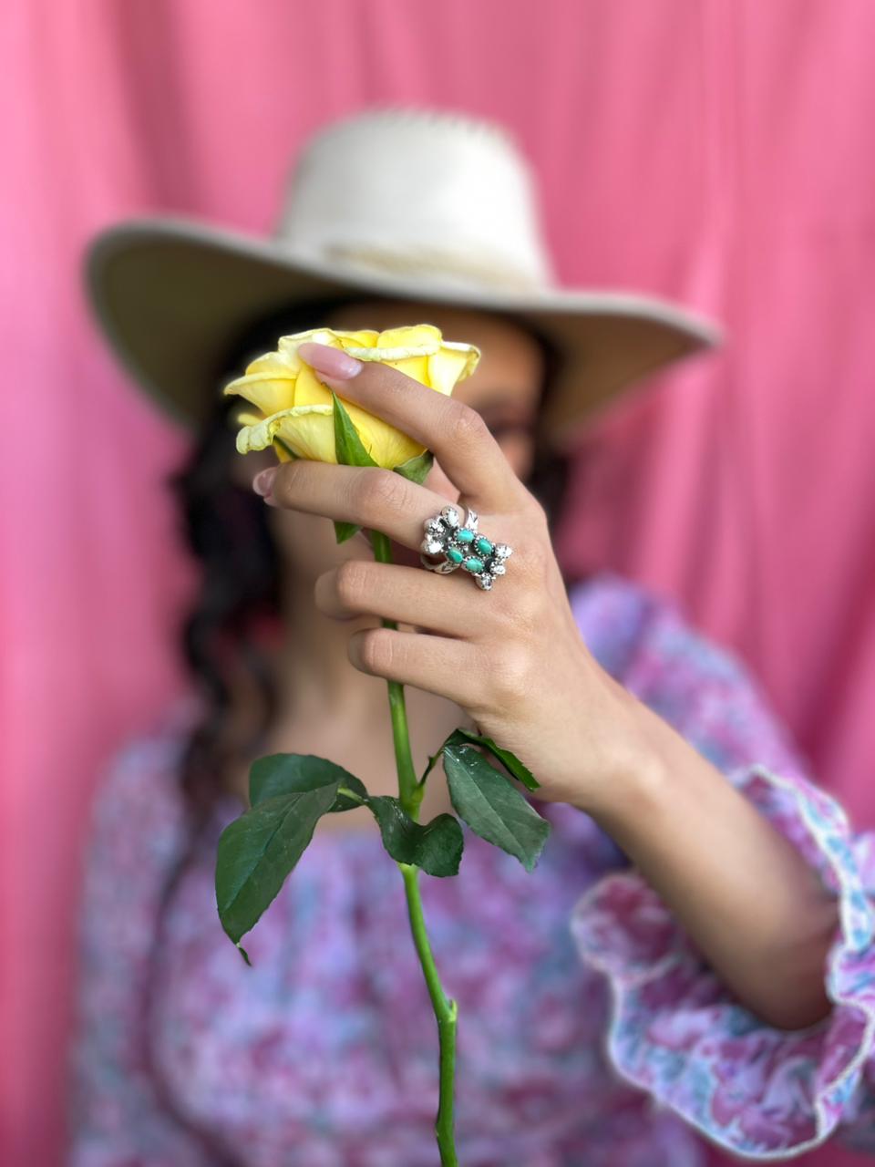 Handmade Sterling Silver Kingman with Wild Horse Magnesite Adjustable Ring "Signed Nizhoni"