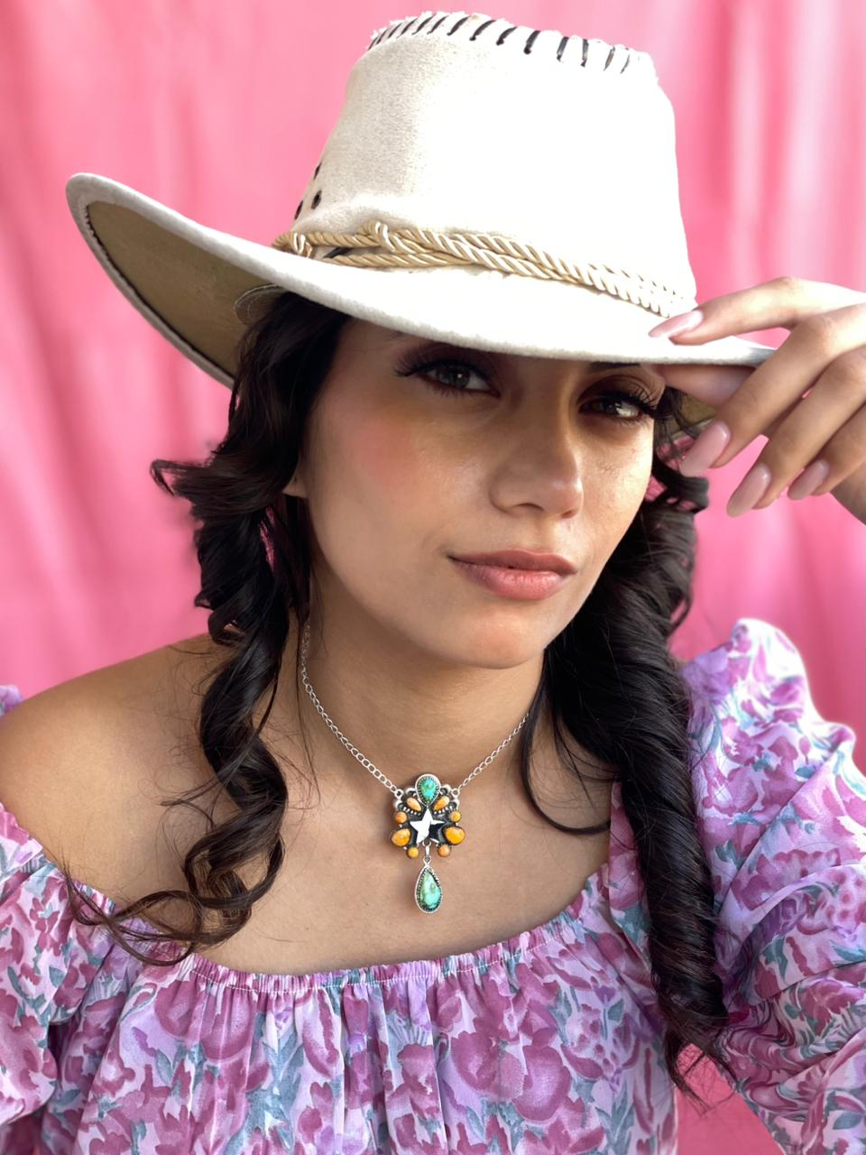 Handmade Sterling Silver Spring Collection: White Buffalo with Bumblebee & Sonoran Mountain Turquoise Necklace "Signed Nizhoni"