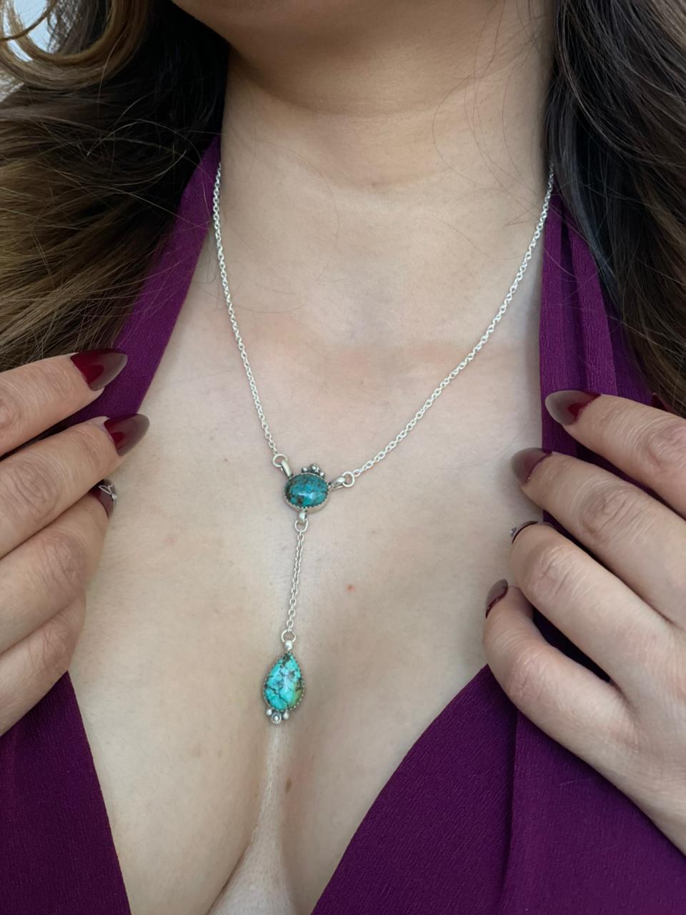 Handmade Sterling Silver Tibetan Turquoise Necklace "Signed Nizhoni"