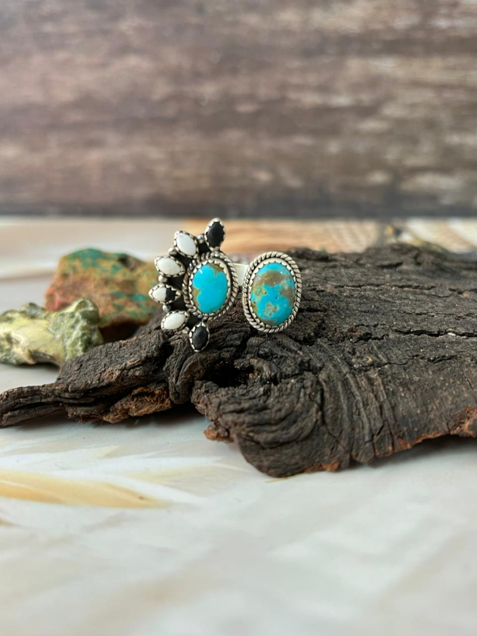 Handmade Sterling Silver Santa Maria with White Buffalo Adjustable Ring "Signed Nizhoni"