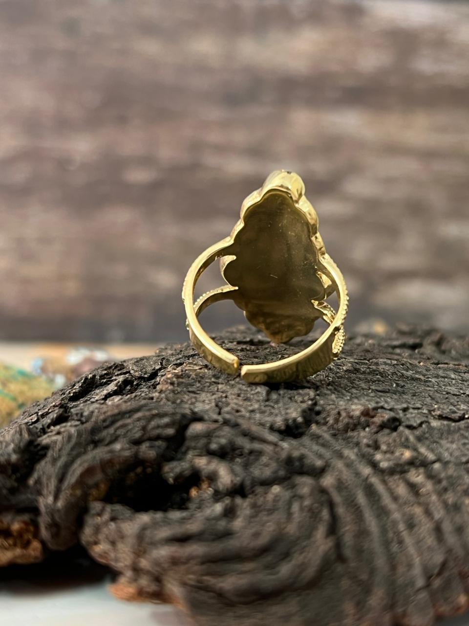 The Golden Collection: Handmade Kingman Turquoise Gold Adjustable Ring