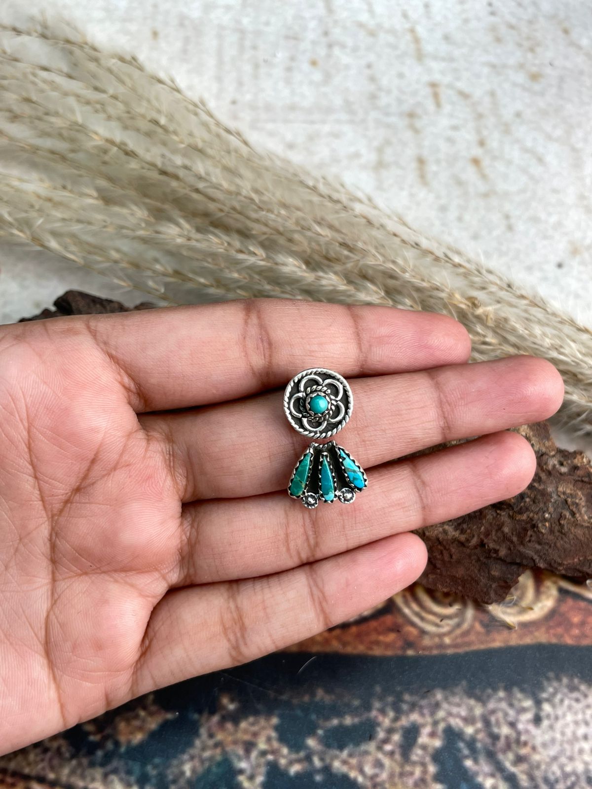 Handmade Sterling Silver Needle Collection: Kingman Turquoise Adjustable Ring "Signed Nizhoni"