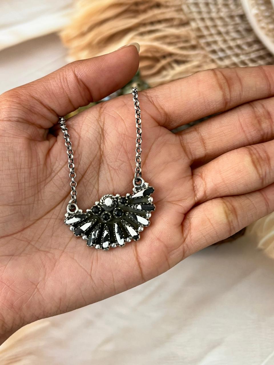 Handmade Sterling Silver White Buffalo Necklace "Signed Nizhoni"