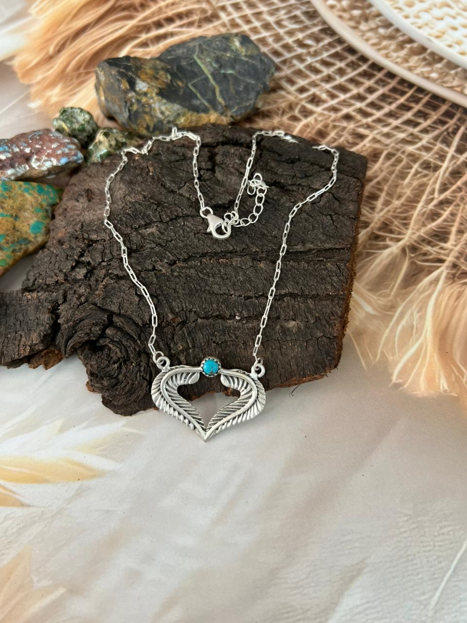 Handmade Sterling Silver Kingman Turquoise Necklace "Signed Nizhoni"