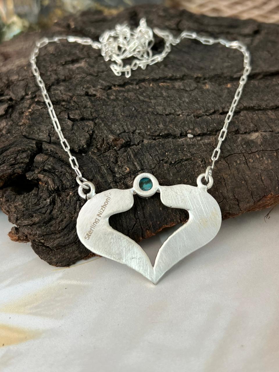 Handmade Sterling Silver Kingman Turquoise Necklace "Signed Nizhoni"