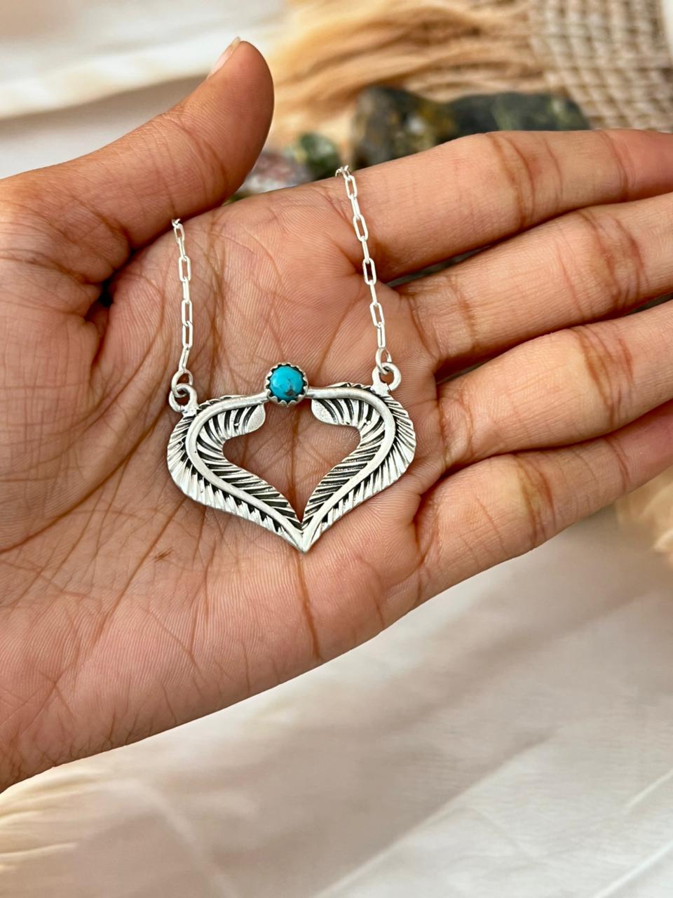 Handmade Sterling Silver Kingman Turquoise Necklace "Signed Nizhoni"