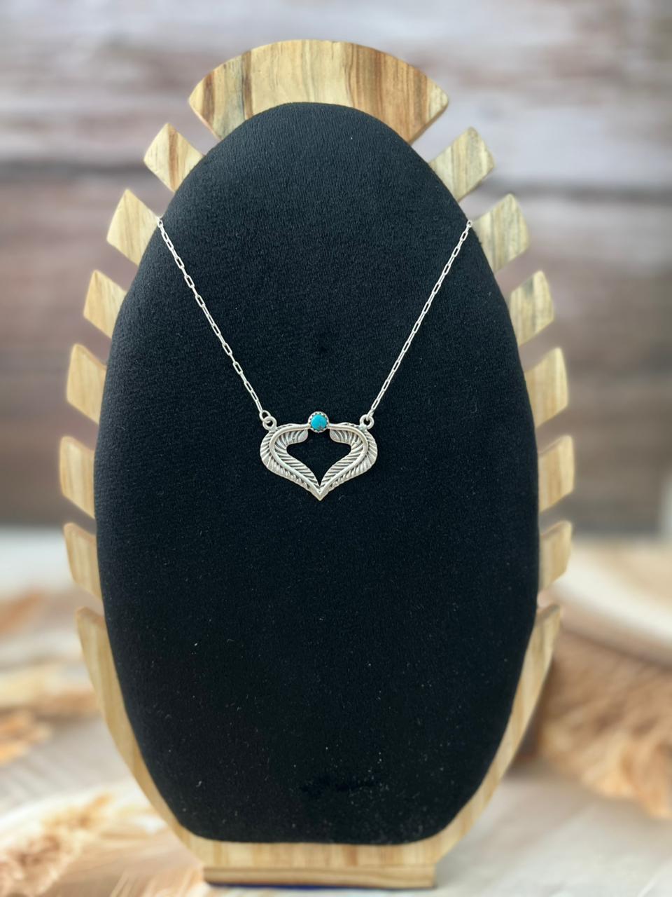 Handmade Sterling Silver Kingman Turquoise Necklace "Signed Nizhoni"