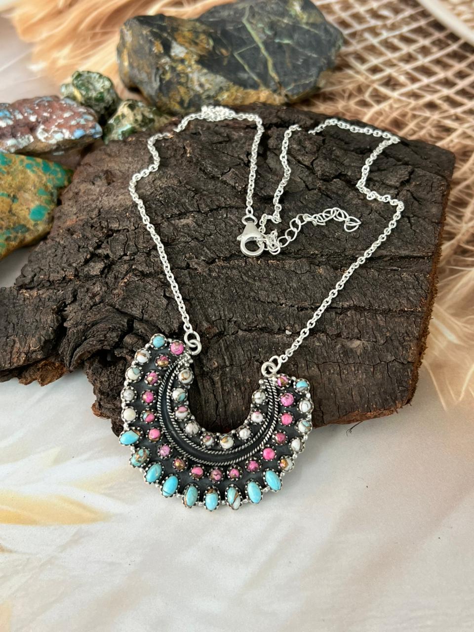 Handmade Sterling Silver Cotton Candy Necklace "Signed Nizhoni"