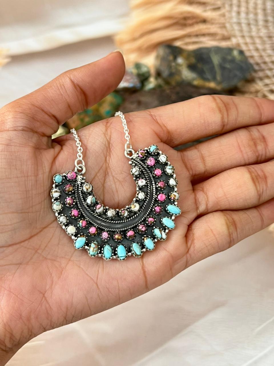 Handmade Sterling Silver Cotton Candy Necklace "Signed Nizhoni"