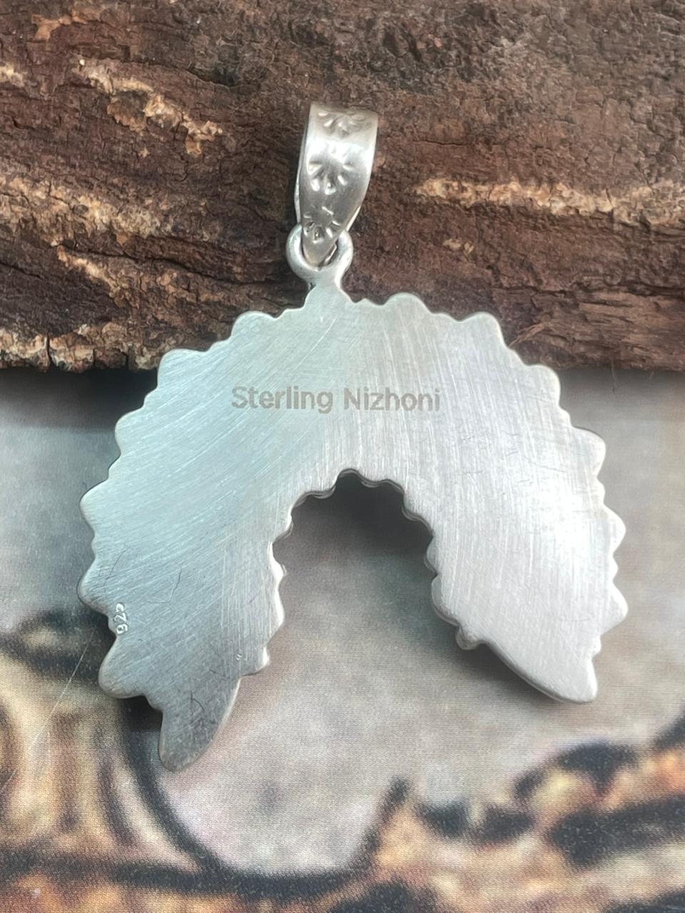 Handmade Sterling Silver Needle Collection: Kingman Turquoise Pendant "Signed Nizhoni"