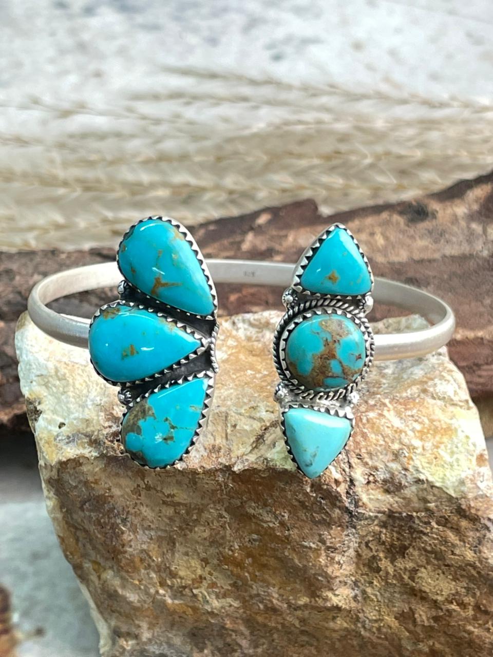 Handmade Santa Maria Turquoise & Sterling Silver Cuff Bracelet "Signed Nizhoni"
