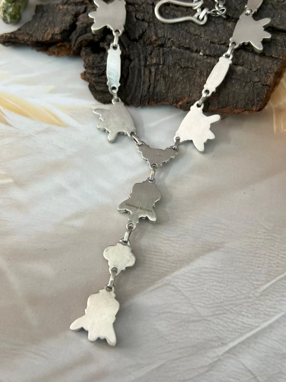 Handmade Sterling Silver Needle Collection: Kingman Turquoise Necklace "Signed Nizhoni"