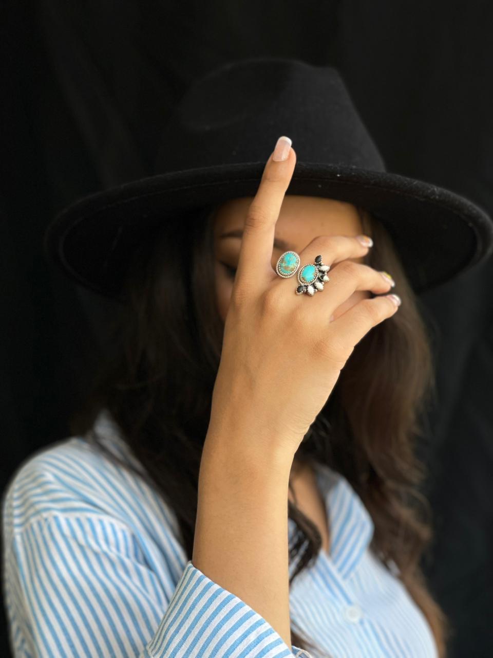 Handmade Sterling Silver Santa Maria with White Buffalo Adjustable Ring "Signed Nizhoni"